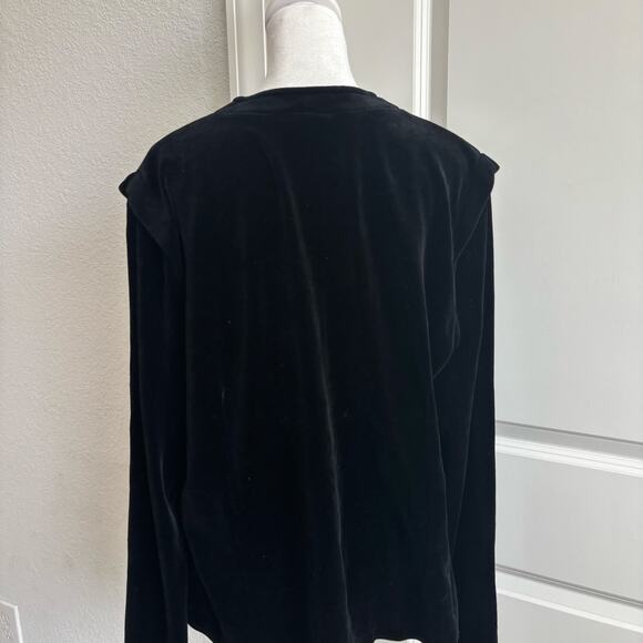 VTG Sonia Rykiel Paris Black Velour Velvet Jacket XL Button Snap Elegant - Picture 5 of 14